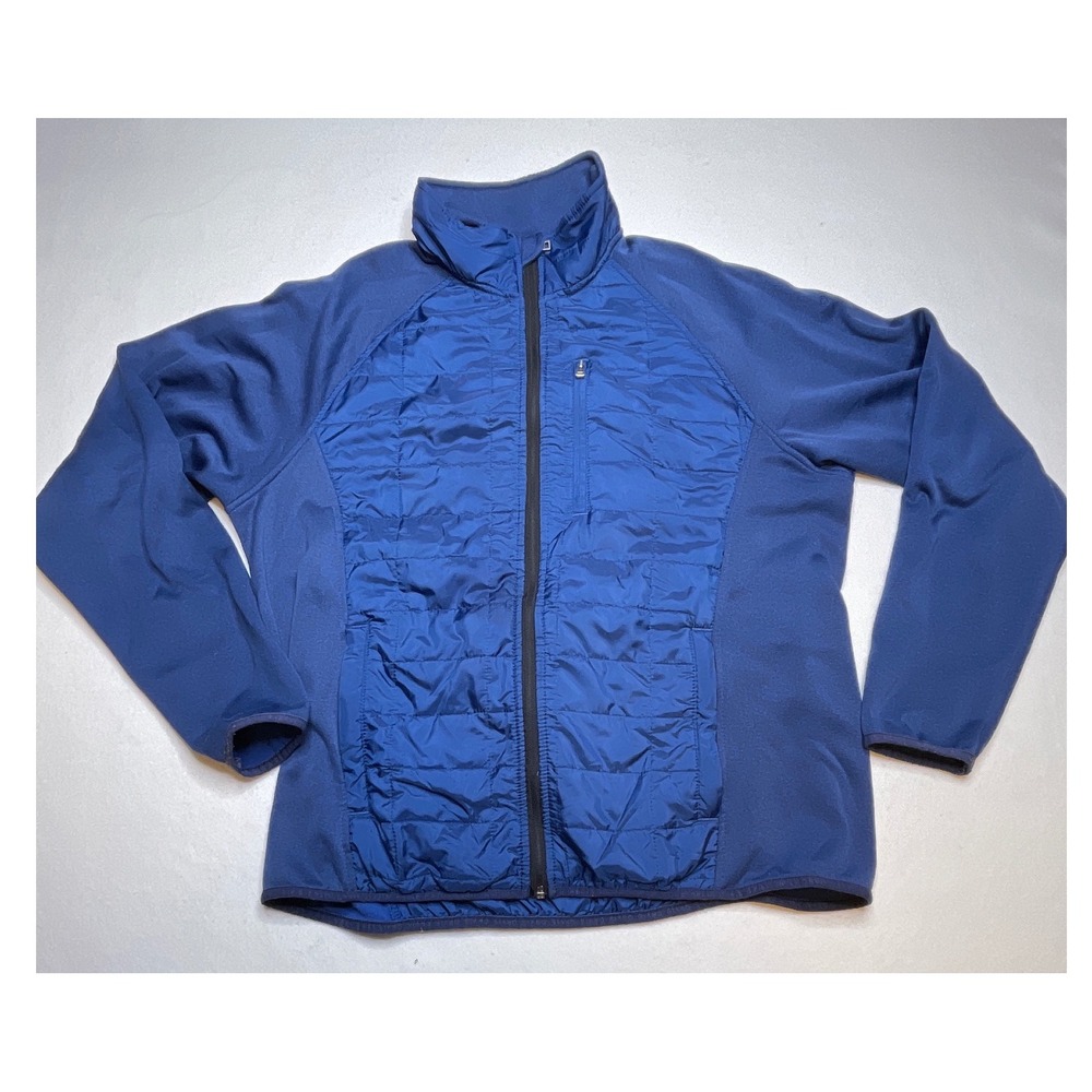 Orvis Mens Jacket Hybrid Quilted Fleece Full Zip Gorpcore Granola Large Blue